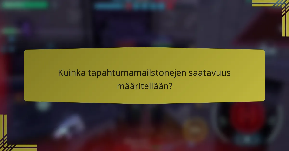 Kuinka tapahtumamailstonejen saatavuus määritellään?