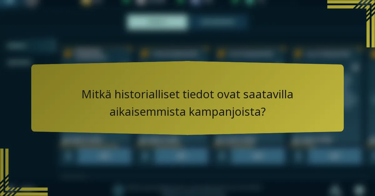 Mitkä historialliset tiedot ovat saatavilla aikaisemmista kampanjoista?